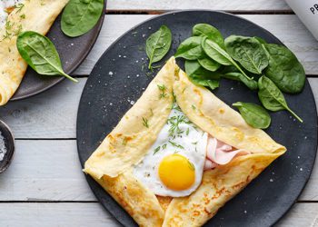 Savory pancakes with fried egg Savory wheat pancakes