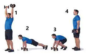burpees with dumbbells