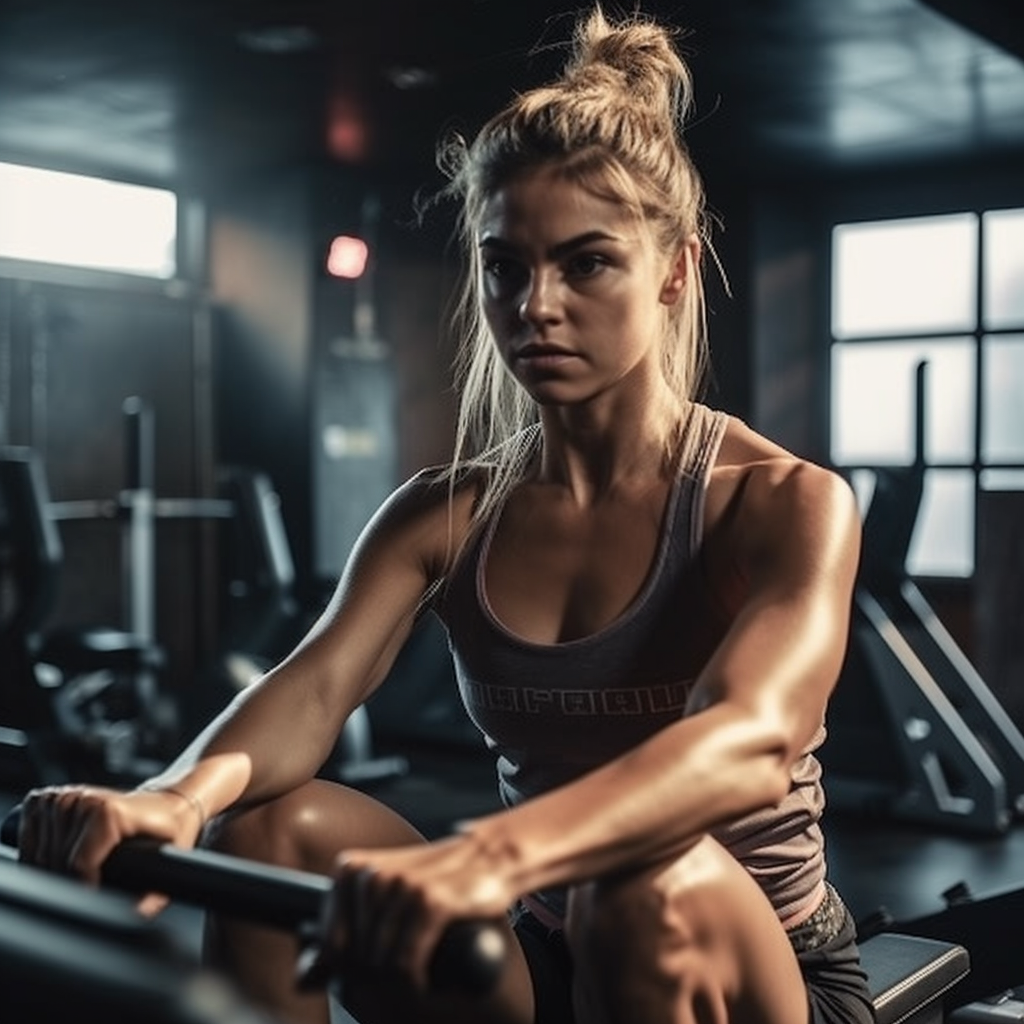 woman with bony shoulderssitting on a bench at the gym copyright nothing2queen