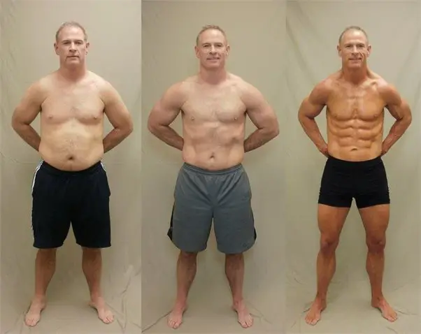 man losing fat before after sport