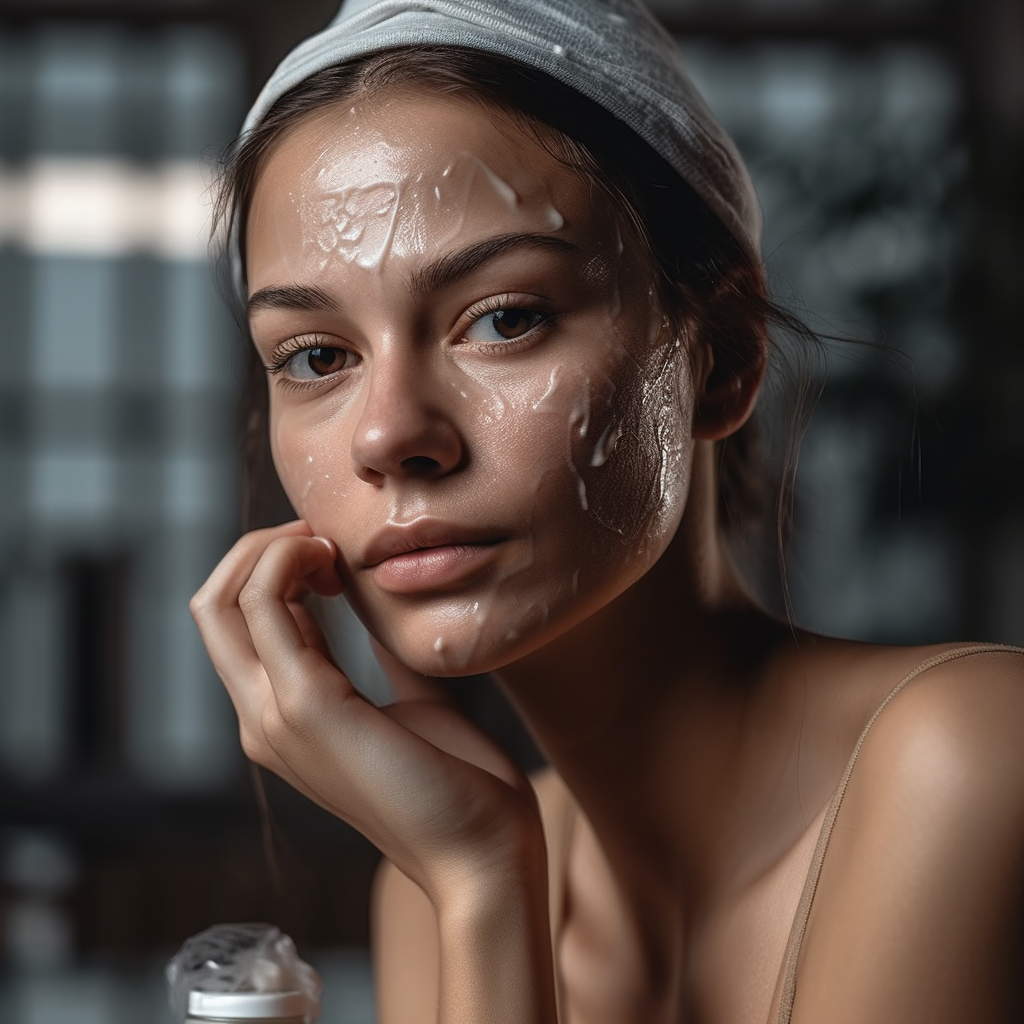 brunette woman using comestics to moisturize her face copyright nothing2queen