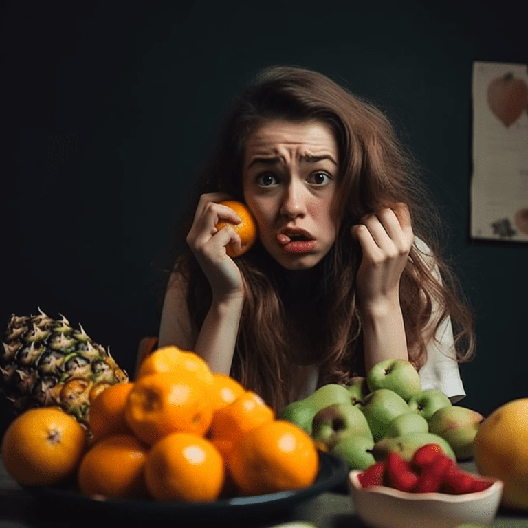 woman disgusted after eating a fruit she found on the table copyright nothing2queen